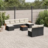 vidaXL 10-dijelni set vrtnih sofa s jastucima crni od poliratana | shoptok.hr