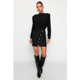 Trendyol Black Woven Dress with Buttons Cene