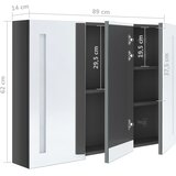  LED kupaonski ormarić s ogledalom 89 x 14 x 62 cm sjajni sivi | shoptok.hr