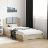 Maison Chic Posteljni okvir - Enojna postelja - Postelja za odrasle z vzglavjem in LED sonoma hrast 75x190 cm, (21696147) | Shoptok.si