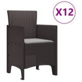vidaXL 13-delna vrtna jedilna garnitura s blazinami Rjava Poli ratan | Shoptok.si