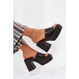 Boto Women's Eco Leather Slide Sandals With Heel And Platform Black Tamirella | shoptok.hr