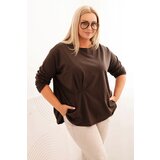Kesi Włoski Women's Plus Size blouse with cotton, featuring a pocket and rolled sleeves kiwi Cene