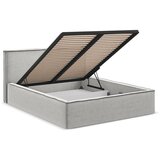 Makamii Svijetlo sivi tapecirani bračni krevet s prostorom za odlaganje s podnicom 140x200 cm Anani – | shoptok.hr