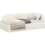 vidaXL Kotna postelja z vzglavjem krema 100 x 200 cm Žamet | Shoptok.si