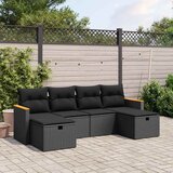  6-dijelni set vrtnih sofa s jastucima crni od poliratana | shoptok.hr