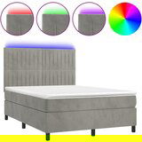 The Living Store Box spring postelja z vzmetnico LED svetlo siva 140x200cm žamet - Box Spring Postelja, (21490255) | Shoptok.si