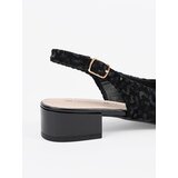 GOODIN Black low-heeled sandals with leopard print | Shoptok.si