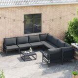 vidaXL Sjedeća garnitura za vrt 9 pcs Antracitno siva Čelik | shoptok.hr