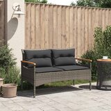  Vrtna klupa s jastucima 116 x 62,5 x 74 cm siva od poliratana | shoptok.hr