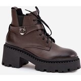 Zazoo Leather Women's Block Heel Boots with Decorative Strap Lined | shoptok.hr