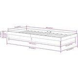  Posteljni okvir črn iz trdnega lesa 75x190 cm 2FT6, (20646758) | Shoptok.si