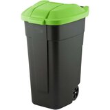 Curver KONTEJNER - ZABOJNIK ZA SMETI 110L NA KOLESIH ČRN Z ZELENIM POKROVOM | Shoptok.si