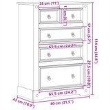  Ladičar Corona 80 x 43 x 114 cm od masivne borovine | shoptok.hr