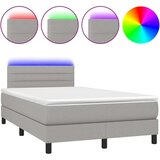 vidaXL Box spring postelja z vzmetnico LED sv. siva 120x190 cm blago | Shoptok.si