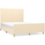 The Living Store Posteljni okvir z vzglavjem krem 140x190 cm blago - Posteljni Okvir Z Vzglavjem, (21528799) | Shoptok.si