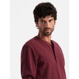 Ombre Button up neck men's waffle knit longsleeve - maroon | Eponuda.ba