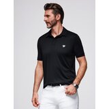 Ombre Stylish men's stretch fabric polo shirt - black Cene