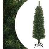 vidaXL Ozka umetna novoletna jelka s stojalom zelena 120 cm PVC | Shoptok.si