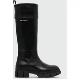 Karl Lagerfeld Usnjeni elegantni škornji ARIA ženski, črna barva, KL43290