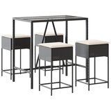  5-dijelni vrtni barski set od poliratana s jastucima crni Crna 110 x 70 x 110 cm | shoptok.hr