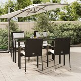  5-dijelni vrtni blagovaonski set s jastucima od poliratana crni Crna Dužina stola 140 cm | shoptok.hr