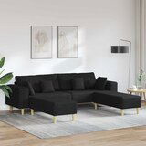 vidaXL Tkaninska sofa s jastukom 3 pcs Crna 208 cm tkanina Cijene
