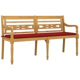  Klupa Batavia s crvenim jastukom 150 cm od masivne tikovine | shoptok.hr