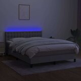  Krevet box spring s madracem LED svjetlosivi 140x200 cm tkanina | shoptok.hr