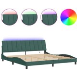 Maison Chic Posteljni Okvir - Dvoposteljna postelja - Dvoposteljna postelja z LED lučkami temno zelen 200x200 cm žamet, (22082555) | Shoptok.si