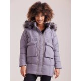 Yups Quilted puffer oversize jacket with double zipper grey | shoptok.hr