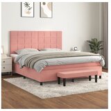 vidaXL Box spring postelja z vzmetnico roza 160x200 cm žamet Cene