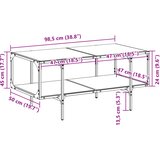  Stolić s prozirnom staklenom površinom 98,5x50x45 cm čelik Prozirna | Shoptok.si