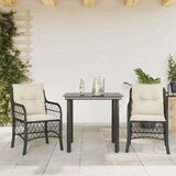  3-dijelni bistro set s jastucima crni od poliratana Cijene