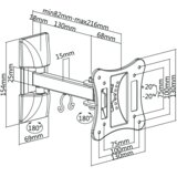 Cabletech zidni nosač 13-27 inča crni LPA51-111 (vertikalno i horizontalno podešavanje) | shoptok.hr