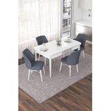 Hanah home trpezarijski set Nef, sto na razvlačenje i 4 stolice, bela ploča, dimno siva tkanina Jerry | Eponuda.com