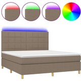  Box spring postelja z vzmetnico LED taupe 160x200 cm blago, (20897405) | Shoptok.si