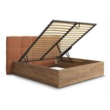 Bobochic Paris Oblazinjena oblazinjena/iz iverne plošče zakonska postelja s prostorom za shranjevanje z letvenim dnom 160x200 cm v barvi terakote Kumo – | Shoptok.si