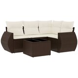 5-dijelni set vrtnih sofa s jastucima poliratan smeđi | shoptok.hr