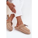 Boto Women's slippers with fur and embroidery Beige Perivelle | Shoptok.si