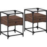 Furnova Nočna omarica 2 kosa rjav hrast 40x40x55 cm inženirski les, (21926985) | Shoptok.si