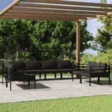 The Living Store Vrtna sedežna garnitura 8-delna z blazinami aluminij antracit - Vrtna Sedežna Garnitura, (21422003) | Shoptok.si