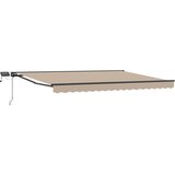  Ročno senčilo s LED-ji Bež 4 × 3,5 m Poliester s PU premazom, (5000204736) | Shoptok.si