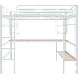 Lumor Postelja Mezzanine 140x200 cm z mizo in policami - kovina - letveno dno - bela (brez vzmetnice), (22155794) | Shoptok.si