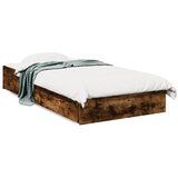 vidaXL Posteljni okvir s predali dimljen hrast 100x200 cm inž. les | Shoptok.si