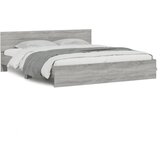  The Living Store Posteljni okvir z vzglavjem siva sonoma 160x200 cm - Posteljni Okvir, (21447550) | Shoptok.si