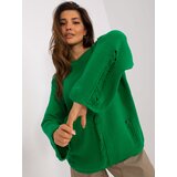 Fashion Hunters Green women's oversize sweater with holes Cene