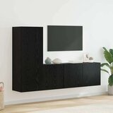 vidaXL TV stenske enote 5 pcs Črna Orehovina Konstruiran les | Shoptok.si