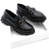 Marjin Women's Loafer High Sole Buckle Casual Shoes Kinles Black Snake Cene