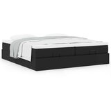 vidaXL Otomanski posteljni okvir z vzmetnicami črn 200x200cm um. usnje | Shoptok.si